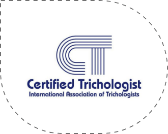 A logo in dark blue color where it is written "Certified Trichologist" further it is written "International Association of Trichologists"